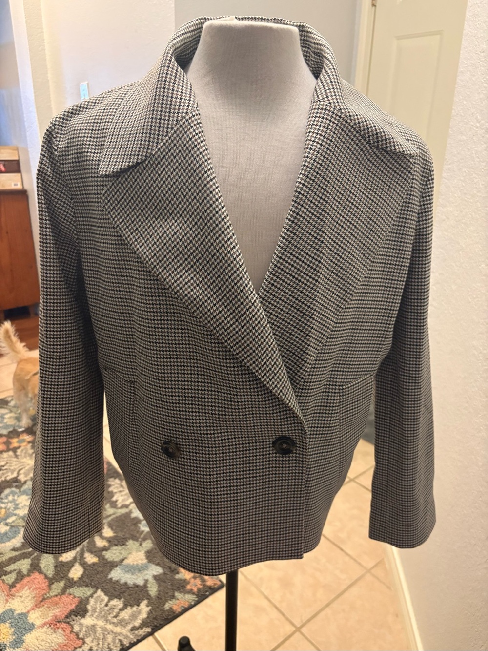 Ann Taylor Brown and White Houndstooth Blazer